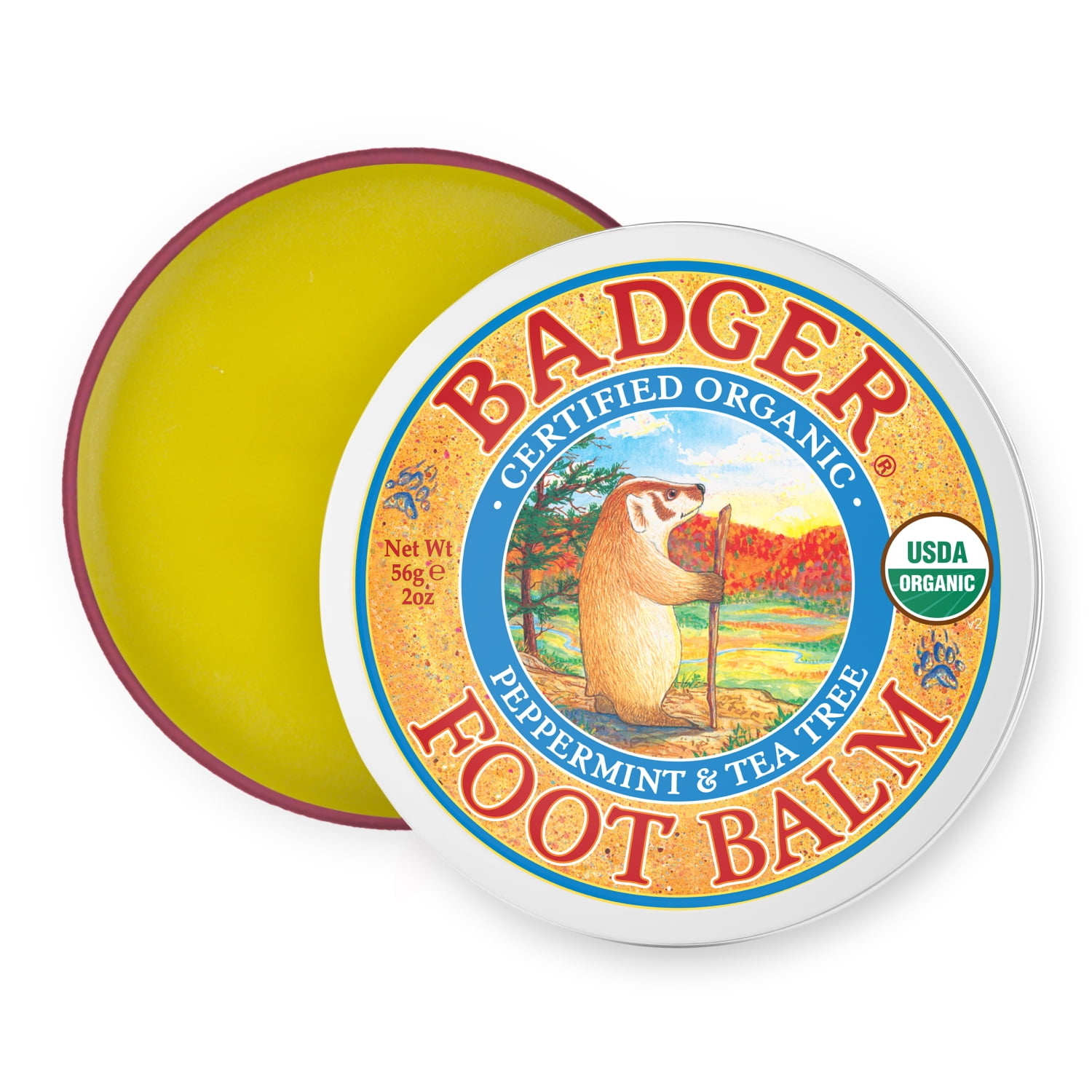 Badger Energizing Foot Balm with Peppermint, Tea Tree & Certified Organic Ingredients, 2 oz