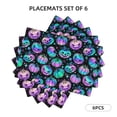 thumbnail image 3 of Placemats Set of 4 / 6, halloween pumpkin colorful pink Placemats for Dining Table Indoor/Outdoors Heat Resistant Washable Placemats 18" x 12", 3 of 8