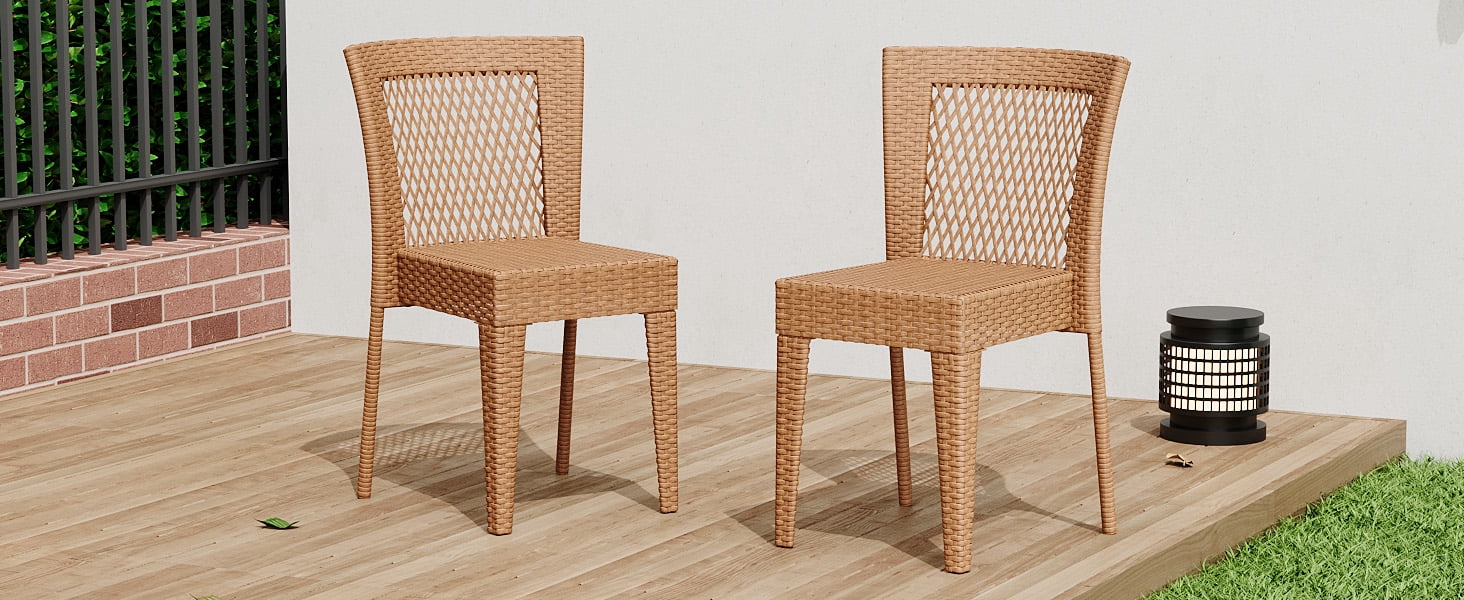 Euroco FARLEY STACKING SIDECHAIR,Set of 2,KD,Light Brown