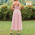 thumbnail image 4 of Womens 2 Piece Skirt Sets Summer Spuare Neck Plaid Tank Tops Maxi Skirt Casual Travel Vacation Sets with Pocket XL, 4 of 7