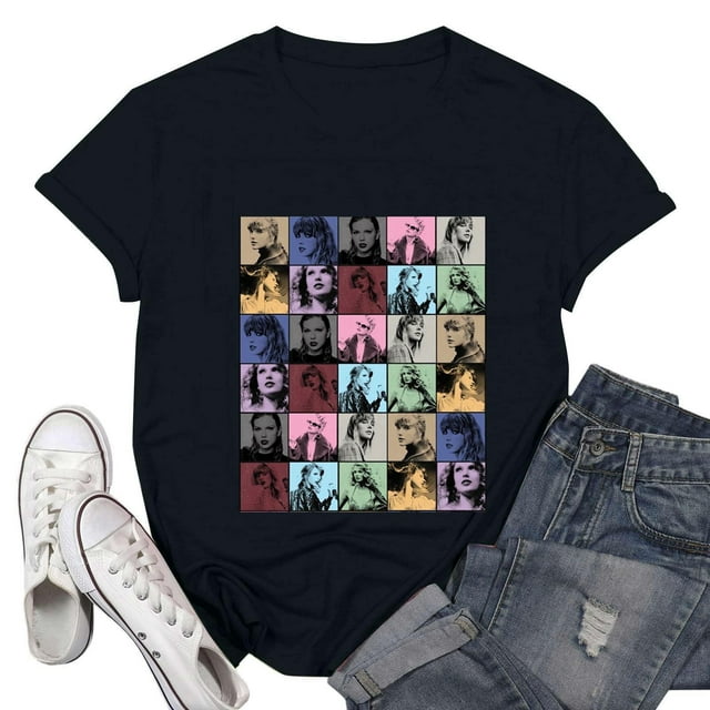 TayIor Sw1ft Chemises, Tyler Sw1ft Merch, Tyler Sw1ft, Mode Décontractée Imprimée Col Rond Manches Courtes Chemises Blouse Femme Graphique Amateur de Musique TKFASHION Rouge G