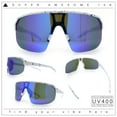 thumbnail image 2 of Mens Oversized Color Mirror Shield MTB Half Rim Sport Plastic Sunglasses White - Blue Mirror, 2 of 8