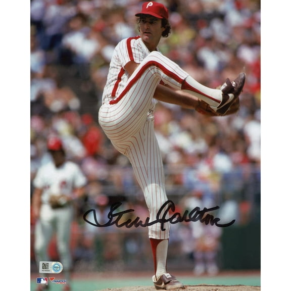 Steve Carlton Philadelphia Phillies Autographed 8" x 10" Leg Up in Pinstripes Photograph - Fanatics Authentic Certified