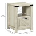 thumbnail image 3 of HOMCOM Farmhouse Side End Table with Storage Drawer, Open Shelf, 3 of 10