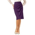 thumbnail image 1 of Falda lápiz elástica de cintura alta para mujeres Inspire Chic, falda midi ajustada 2XL en púrpura, 1 of 5
