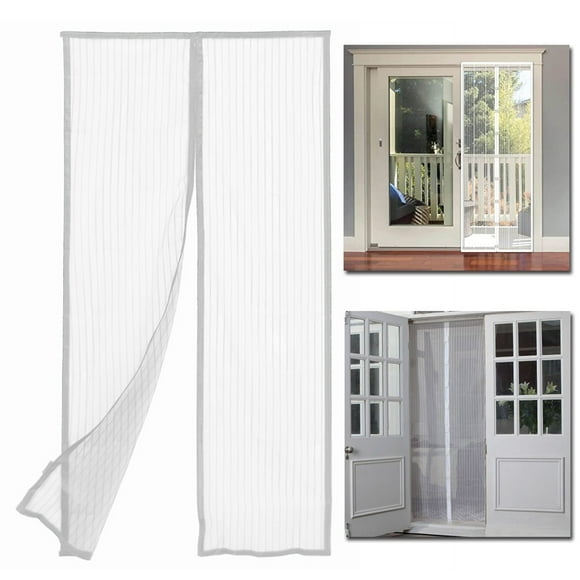 Kole Magnetic Screen Door - Easy To Assemble Keeps Pesky Insects Mosquitos Bugs Pests Flies  White (OF984)