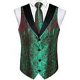 thumbnail image 5 of Kilaqueen Suit Vest for Mens Medieval Punk Paisley Victorian Costume V-Neck Single-Breasted Slim Fit Waistcoat Tie Set for Wedding Prom Party and Business, 5 of 6