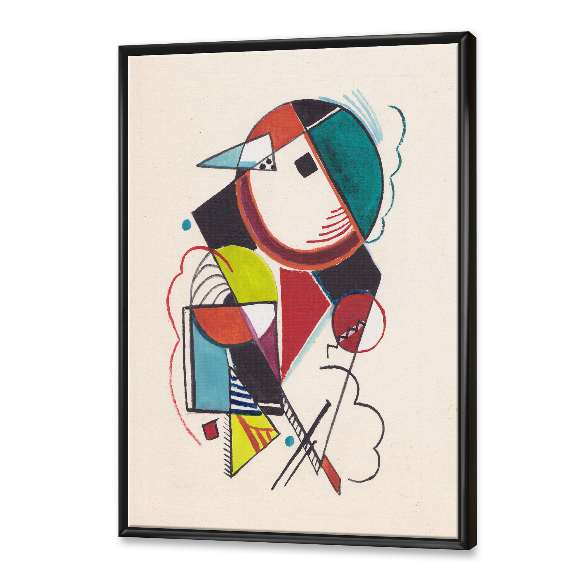Designart 'Abstract Compositions Of Colored Geometric II' Modern Framed Canvas Wall Art Print