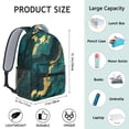 thumbnail image 6 of Teal Gold Marble Backpack for School,Cute School Bag,Schoolbag with Adjustable Shoulder Straps & Padded Back,15.3"x11"x6.7", 6 of 6