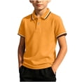 thumbnail image 2 of Unisex Solid Color Short Sleeve Polo Shirt with Contrast Trim, Comfortable Shirt for Boys & Girls, School & Daily Activities, 3-12 Years Orange 5-6 Years, 2 of 6