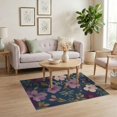thumbnail image 3 of ODIKA 4'x6' Blue Purple Deep Floral Elegance Washable Area Rug Watercolor Giant Flowers with Fall Charm Non-Slip, Chair-Friendly, Flatwoven for Home Office, Under Desk, 3 of 7