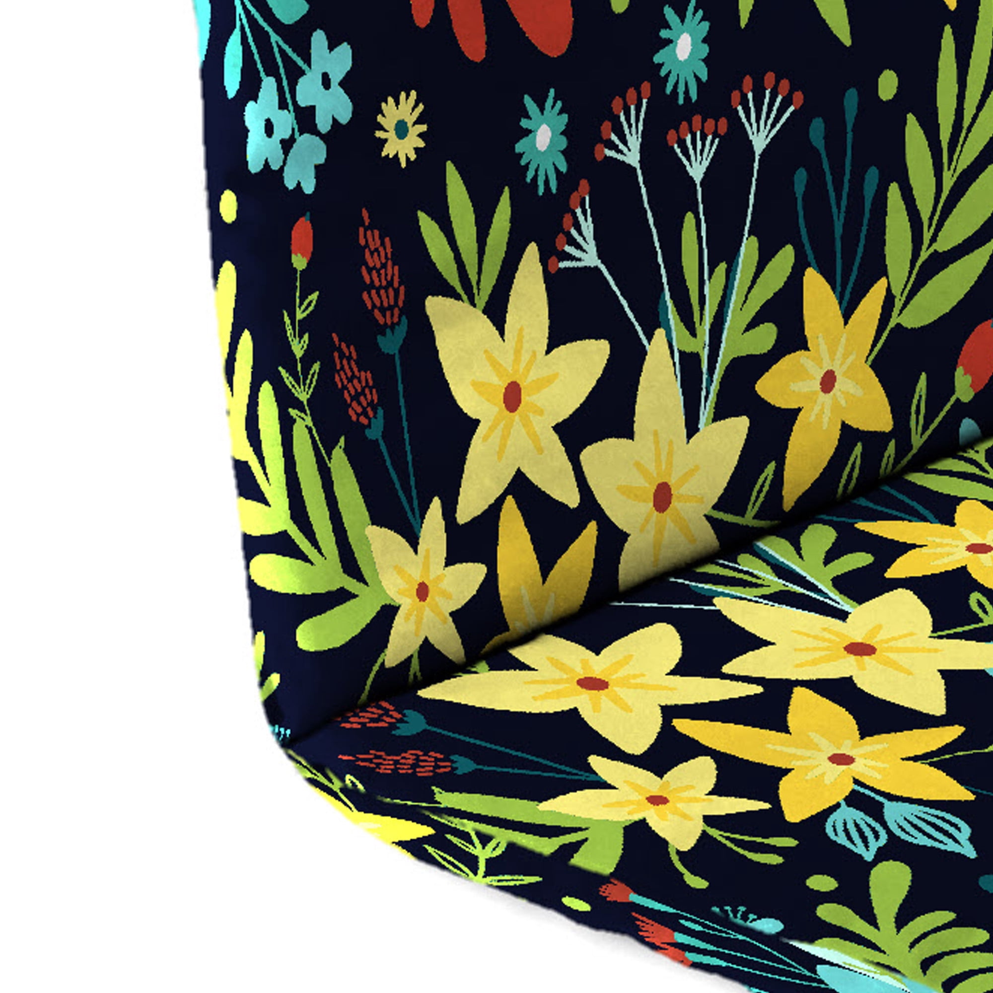 Jordan Manufacturing 49" x 20.5" Black Floral Rectangular Outdoor Adirondack Chair Cushion with Back Strap