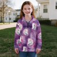 thumbnail image 5 of COEQINE Girls Fashion Quarter Zip Sweatshirt with Collar, Loose Fit Long Sleeve Pullover, Printed Casual Top for Kids and Teens, Ages 7-8, Horse Cherry Blossom Violet, 5 of 7