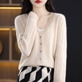 thumbnail image 6 of Wool Cardigan Womens Clothing V-neck Sweater Female Long Sleeve Tops Knitted Korean Fashion Warm New In Outerwear Cardigan (Orange,XXL), 6 of 7