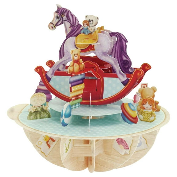 Notes & Queries Rocking Horse 3D Pop Up Santoro Pirouettes Blank / New Baby Congratulations Card