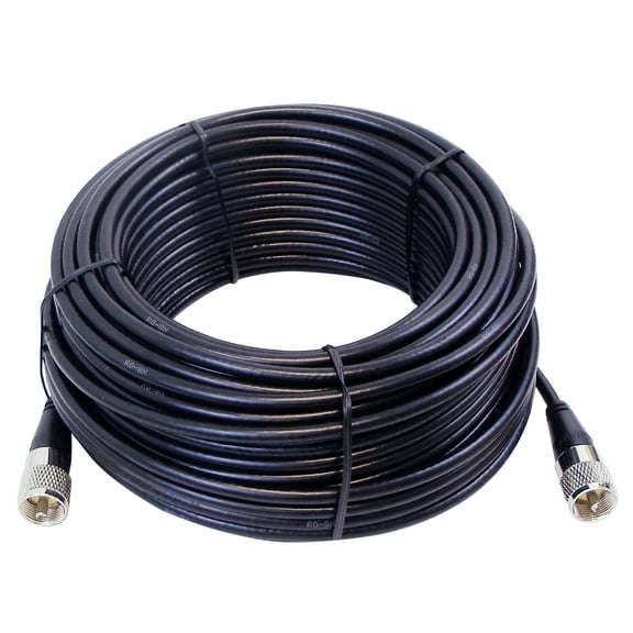 Kalibur KPP8X75-B 75 ft. RG8X Coax Cable Assembly with Molded PL259 Connectors on Each End, Black