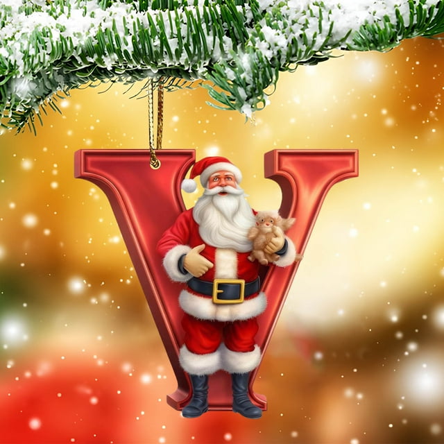 Xihbxyly Adornos de Letras para Árbol de Navidad, Juego de 26 Piezas, Decoración Personalizada Diy, Material Acrílico Resistente, Símbolos Navideños Vibrantes, Hogar, Oficina, Decoración de Árbol, Ta