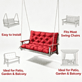 thumbnail image 6 of Kfuirde Swing Cushion, Bench Cushion Set, Indoor Outdoor Patio Seat Pad, Replacement Pillow for Garden Furniture, Lounger Chair Cushion for Porch & Balcony, Red Style E, 6 of 6