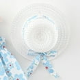 thumbnail image 5 of Fshinging 2025 Girls Dresses Summer Big Bowknot Sleeveless Floral Print Princess With Straw Hat Beach Vacation Formal Dress Size 3-4 Years, 5 of 6