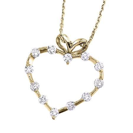 14K Yellow Gold Diamond Heart Pendant with 18" Chain (.50 carat)