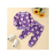 thumbnail image 3 of Multitrust Baby Two Piece Outfits, Round Neck Long Sleeve Pullover Flower Pattern Tops Matching Elastic Waist Pants, 3 of 9