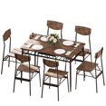 thumbnail image 5 of Ktaxon Dining Table Set for 4/6 with Storage Racks, Dining Room Table Set for 4/6 Modern Design, Kitchen Table and Chairs for Home Kitchen, Burnt Brown, 5 of 8