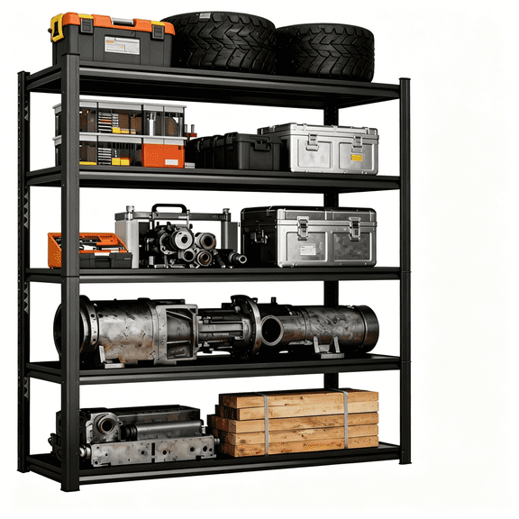 5-Tier Heavy Duty Garage Shelving, Adjustable Metal Storage Rack | Industrial Strength Shelves for Basement, Warehouse, Pantry, Garage & Closet Organization | 36" W x 16" D x 78" H