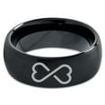thumbnail image 2 of Tungsten Infinity Heart Shaped Emoji Art Band Ring 8mm Men Women Comfort Fit Black Dome Brushed Polished, 2 of 4