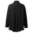 thumbnail image 4 of Vedolay Jean Jackets Womens Casual Long Sleeve Coat with Fringe Rhinestones Jean Jacket,Black XL, 4 of 5