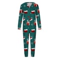 thumbnail image 2 of Lovskoo 2024 Family Matching Christmas Onesie Pajamas for Women Snowflake Printed One Piece Hooded Romper Pj's Zipper Jumpsuit Loungewear Jammies Sleepwear Green, 2 of 5