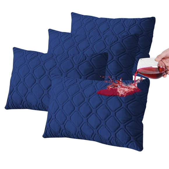 Amorosa 4 Piezas Fundas de Almohadas Impermeable de Triple Capa Funda de Almohada Sofá Transpirable Protector de AlmohadaI Lavable Máquina para Hogar Hotel Azul Estándar-50*80cm