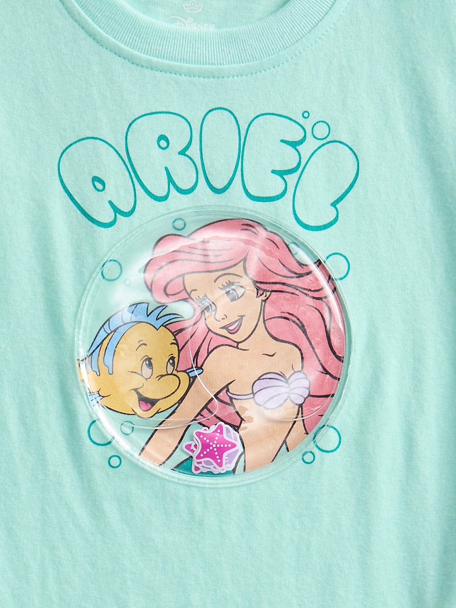The Little Mermaid Ariel Toddler Girls Ruffle Graphic Tee with Short Sleeves, Sizes 12M-5T