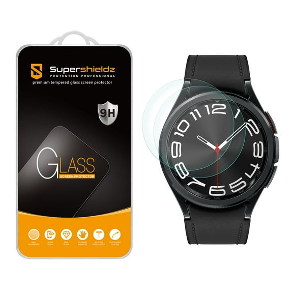 (2 Pack) Supershieldz Designed for Samsung Galaxy Watch 6 Classic (43mm) Tempered Glass Screen Protector, Anti Scratch, Bubble Free