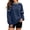 Navy, variant on Women's Crew Neck Pullover Sweatshirt, Long Sleeve Loose Tops with Contrast Striped Details on Neck and Sleeves,Fall Winter Daily Wear Gray M