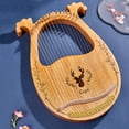 thumbnail image 3 of 16-String Wooden Lyre Harp Resonance Box String Instrument with Tuning Wrench 3pcs Picks, 3 of 7