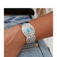thumbnail image 2 of HONCLL Adjustable Oval Turquoise Embellished Bracelet in Bohemian Designs Open Bangle for Everyday Wear and Special Occasions, 2 of 8