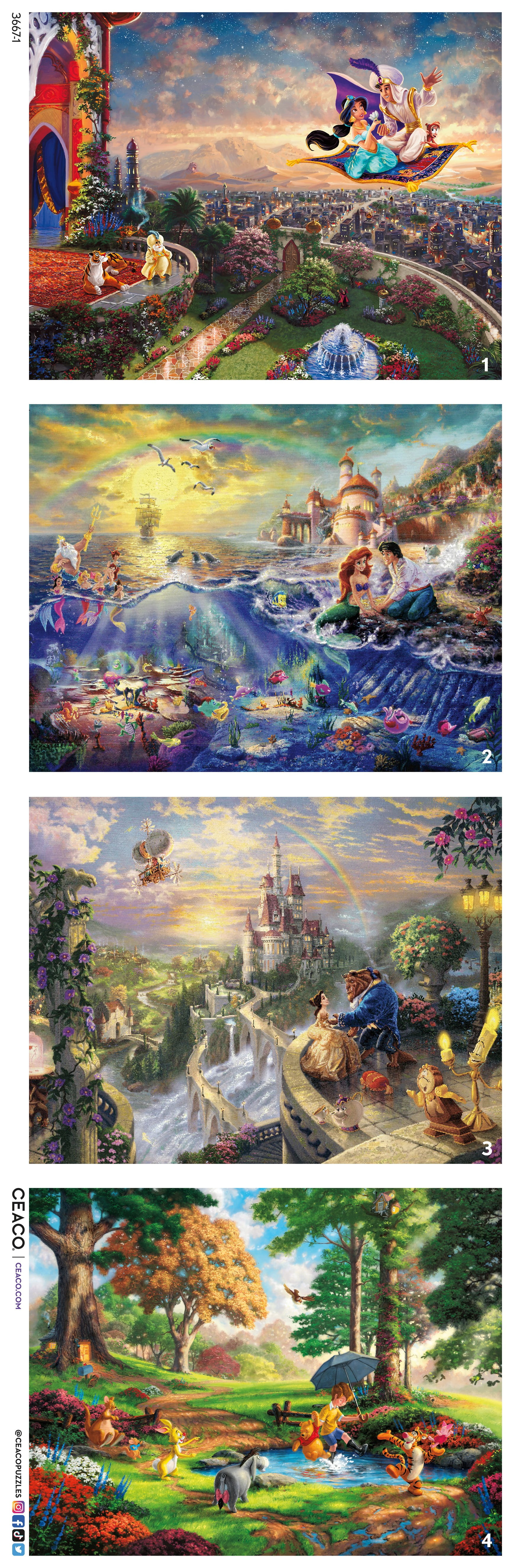 Ceaco - Thomas Kinkade - Disney - 4 in 1 Interlocking Jigsaw Puzzles