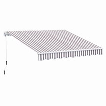 Outsunny 10' x 8' Retractable Awning, Patio Awnings, Sunshade Shelter w/ Manual Crank Handle, UV & Water-Resistant Fabric and Aluminum Frame for Deck, Balcony, Yard, Coffee Stripes On-Site