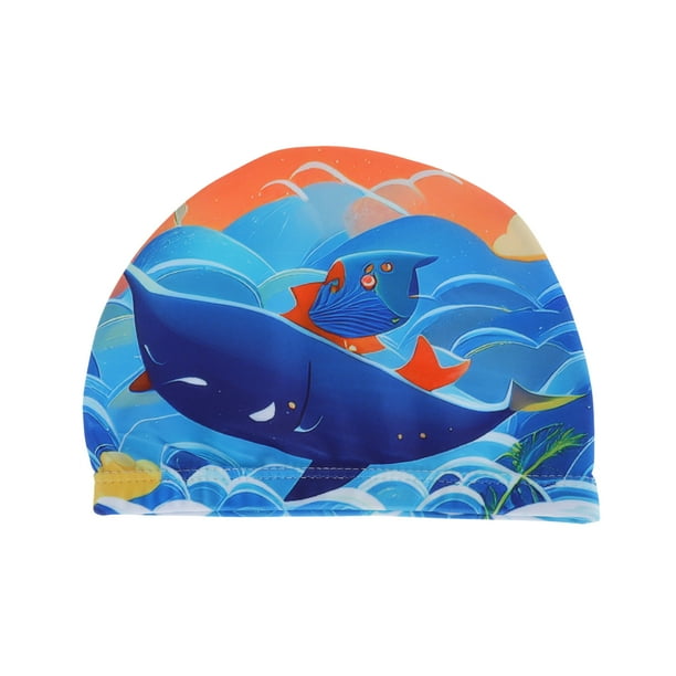 Gorro de natación de poliéster de dibujos animados de ballena azul, 1 pieza