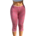 thumbnail image 3 of MLQIDK Plaid Capri Pants for Women Dressy Casual Lounge Pants Knee Length Elastic Waist Trendy Summer Plaidped Pants with Pockets Red S, 3 of 6