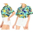 thumbnail image 2 of LA LEELA Hawaiian Shirts Womens Casual Summer Beach Party Blouse Shirt Blouses Button up Short Sleeve Vacation Dress Shirts for Women S Beach Island, Blue, 2 of 4