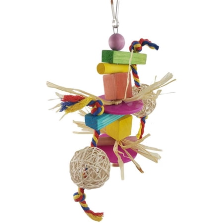 Bird Parrot Toys Hanging Chew Play Perch Activity Center Wooden for ...