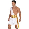 thumbnail image 3 of Sxiwei Men Egyptian Tunic Tago Costume One Shoulder Cosplay Skirt Kilt Knight Warrior Suit Greek White L, 3 of 7