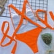 thumbnail image 5 of Trajes de Baño de Bikini de Mujer Color Sólido V Cuello Encaje Arriba sin Espalda Ajustado, Nylon de Corte Alto para la Piscina de Playa, 5 of 9