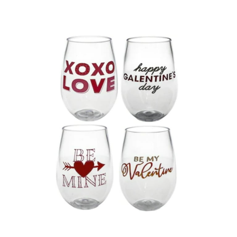 Stemless plastic online wine glasses