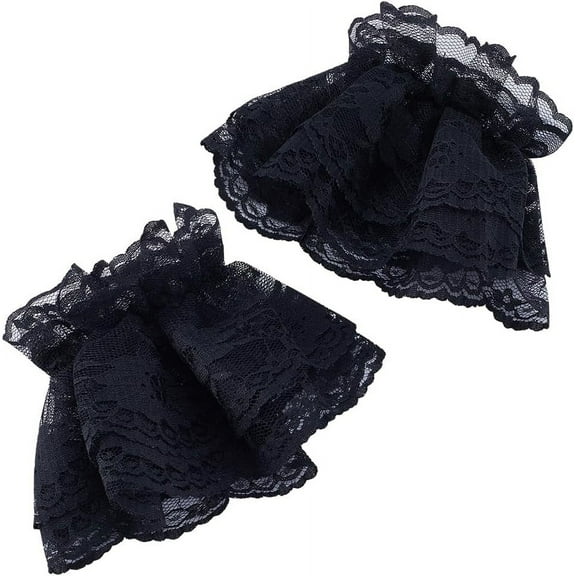 2 Pairs Cute Orangaz Oversleeves Lace Sleeves False Sleeves Wrist Cuff Garment Accessories Black 100x100mm