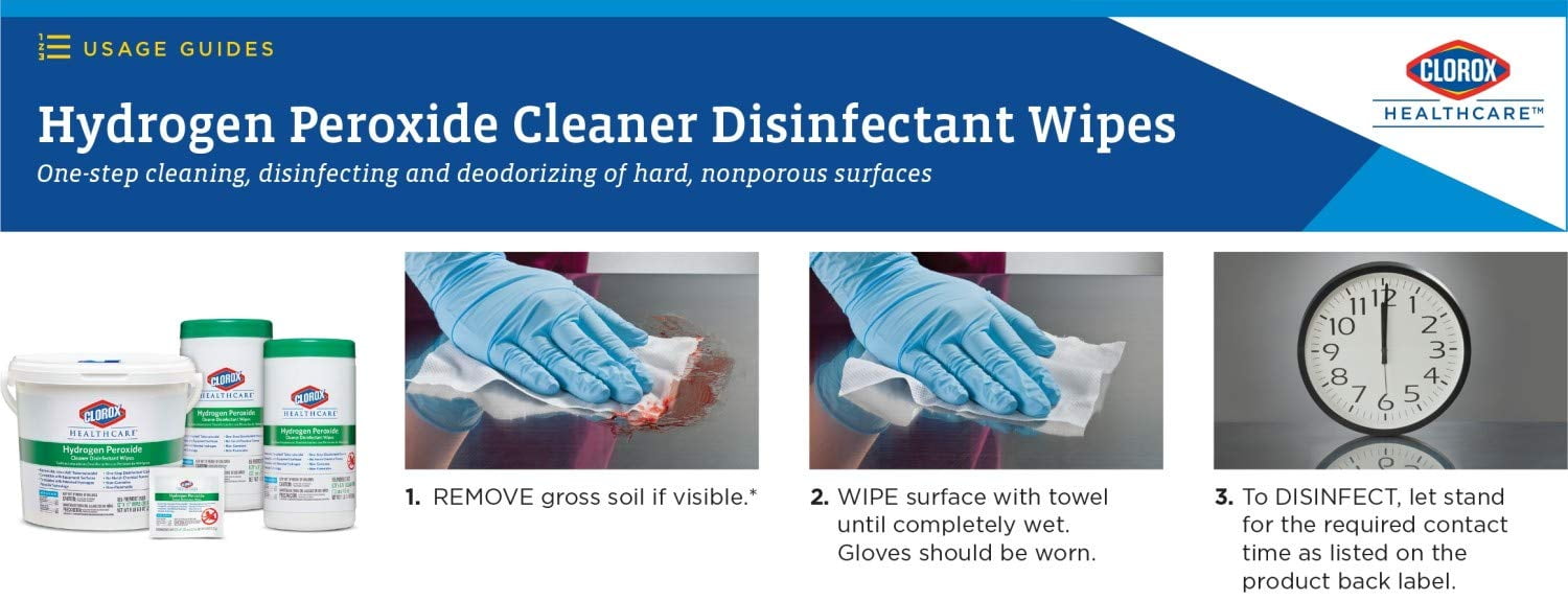 CloroxPro Hydrogen Peroxide Cleaner Disinfectant Wipes, 155 Count Canister - Case of 6 (30825)