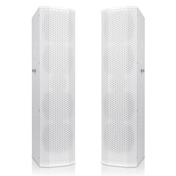 Sound Town Pair of Passive Wall-Mount Column Mini Line Array Speakers with 4 x 5” Woofers, White for Live Event, Church, Conference, Lounge, CARPO-V5W