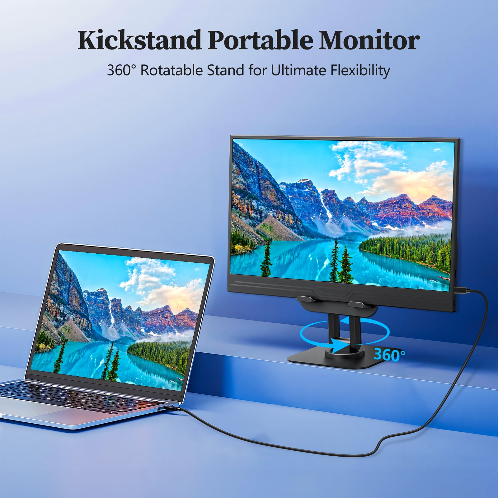 13.3 inch Portable Monitor with Kickstand, 16:9 1920*1080P IPS, USB-C/HDMI, FreeSync 0.3" Ultra-Slim