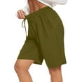 thumbnail image 2 of Shorts for Women Women's Sports Comfortable Elastic Waist Drawstring Shorts Womens Shorts Clearance! Army Green 3X, 2 of 5